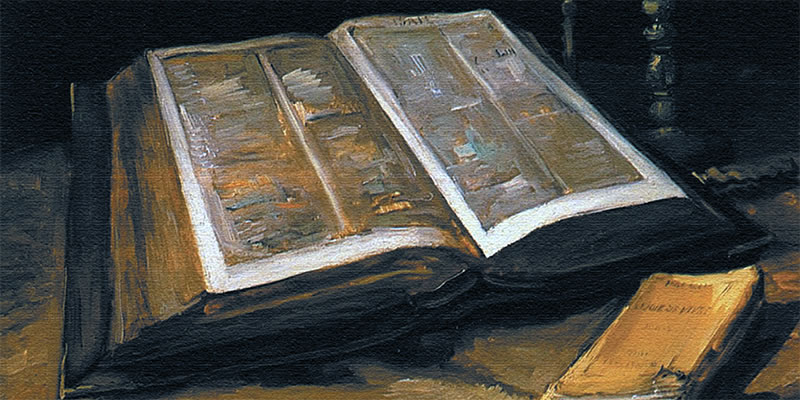 Painting of an open bible