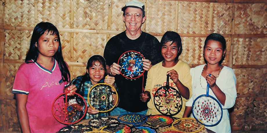 The original four crafters, from left, Josie Balido, her sister Rodilyn Balido, Fr. Vinnie, Marcelita and Andonie