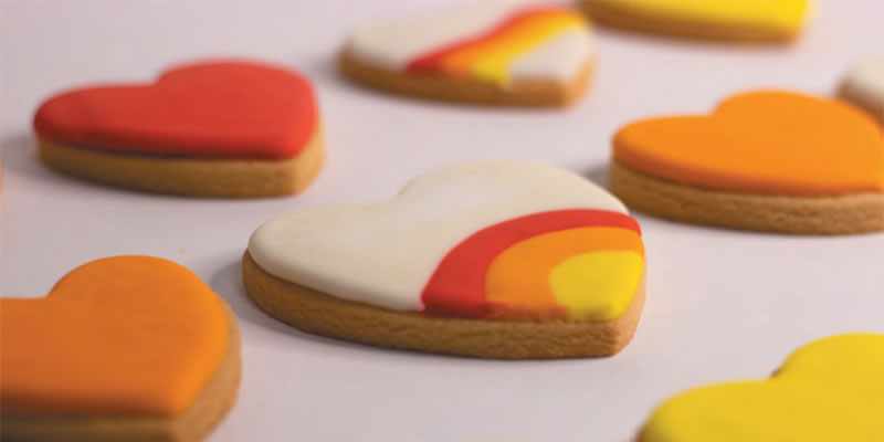 frosted cookies in the shape of a heart