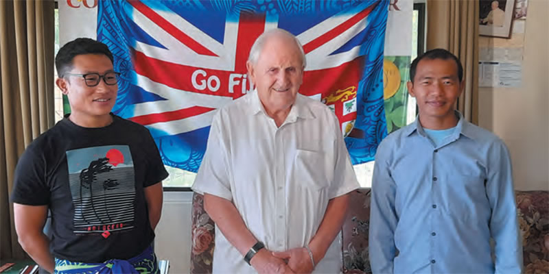 Fr. Donal (center) with Francis (left) and Kyaw Zaw