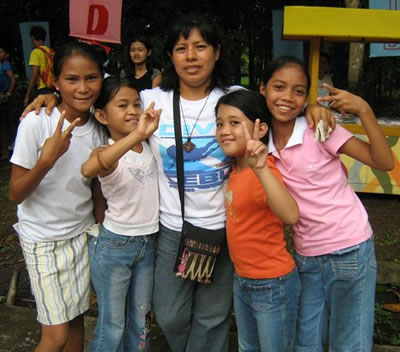 Columban Lay Missionary Ana Flores with the youth in Cagayan de Oro, Philippines