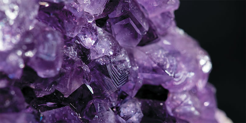 Up-close view of purple gemstone