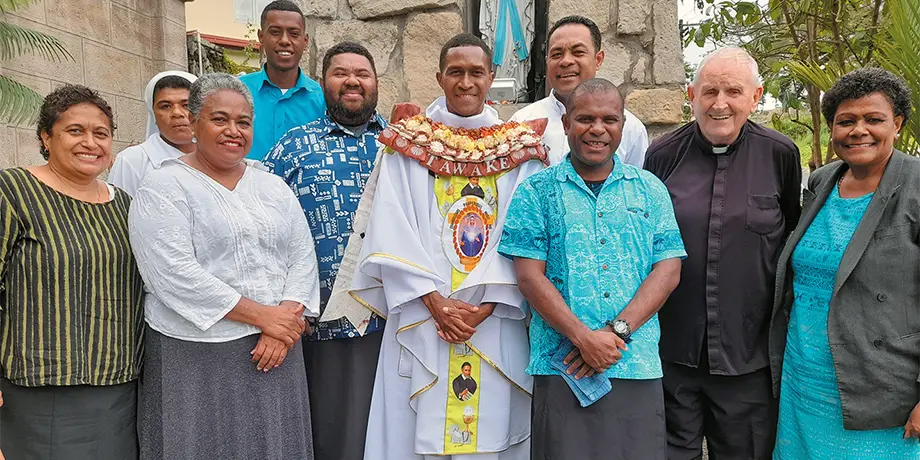 Columban Fr. Donal McIlraith with newly Ordained Fr. Vincent Tawake