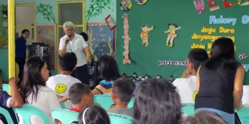 A Columban Sister speaks to a group at the Community of Hope Special Education Center in Ozamiz City, Philippines