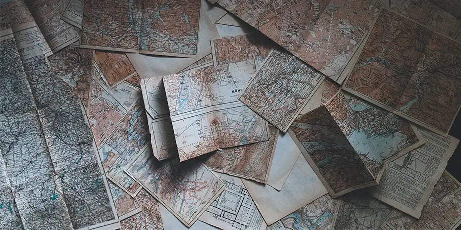 Maps laying on a table