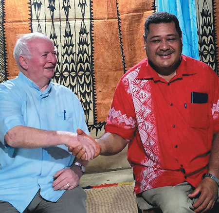 A Change in leadership from Fr. John McEvoy (left) to Fr. Felisiano Fatu