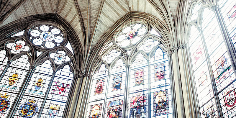 Stained glass windows of a church