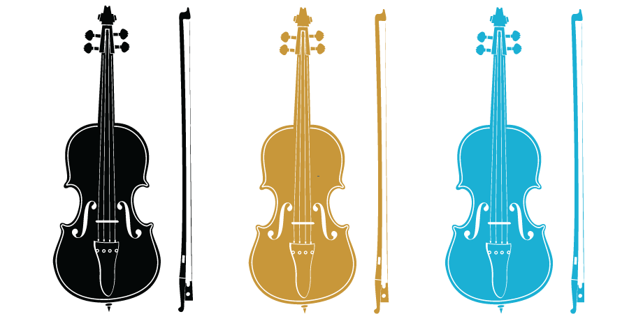 Three violins in a row