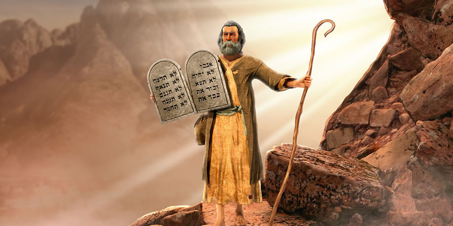 Moses holding the 10 Commandments