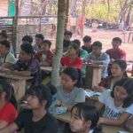 School children in their new schoolhouse.