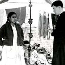 Columban Fr. John O'Connell at a Peru market place