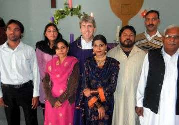 Columban Fr. Liam O'Callahan with members of the parish