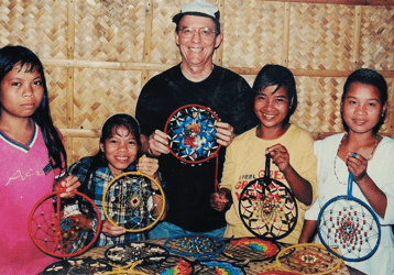 The original four crafters, from left, Josie Balido, her sister Rodilyn Balido, Fr. Vinnie, Marcelita and Andonie